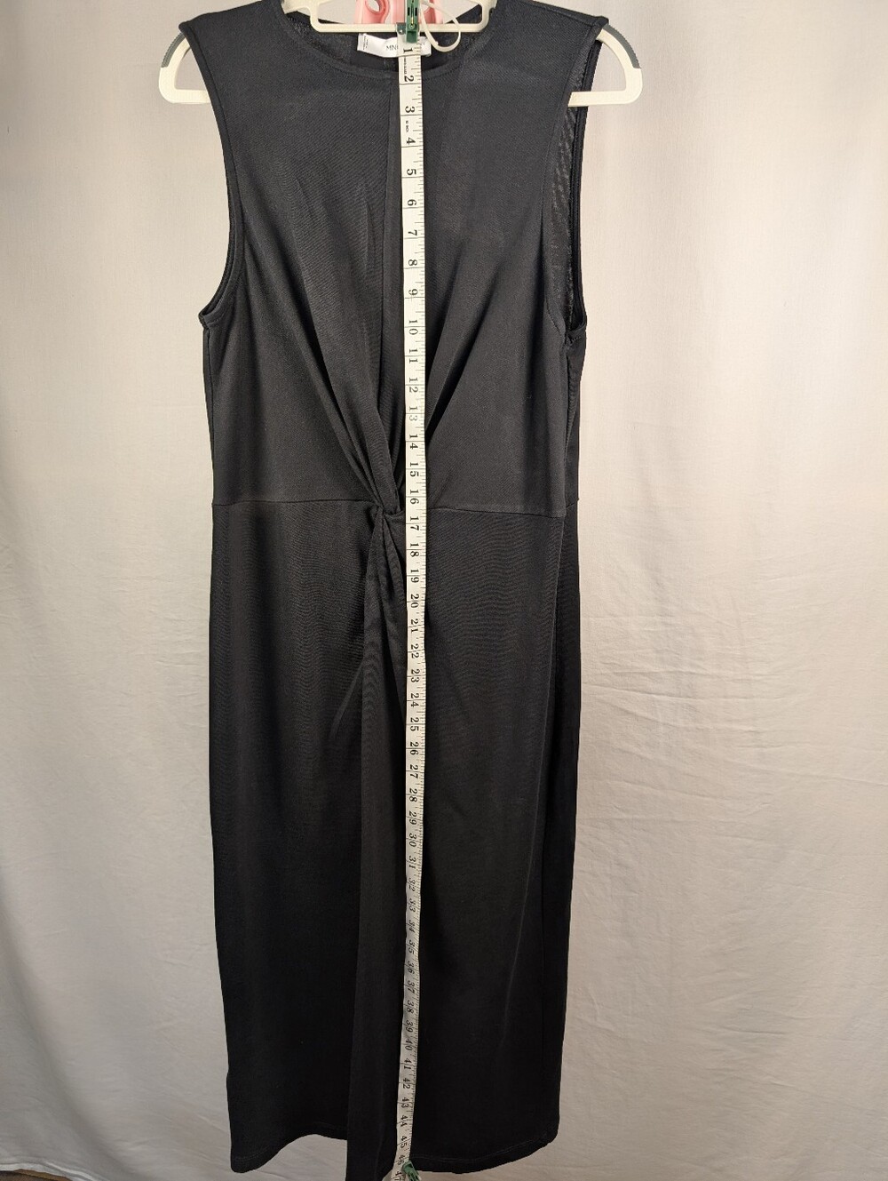 MNG Mango Black Twist Front Midi Dress Size XL US 10 - Picture 4 of 10